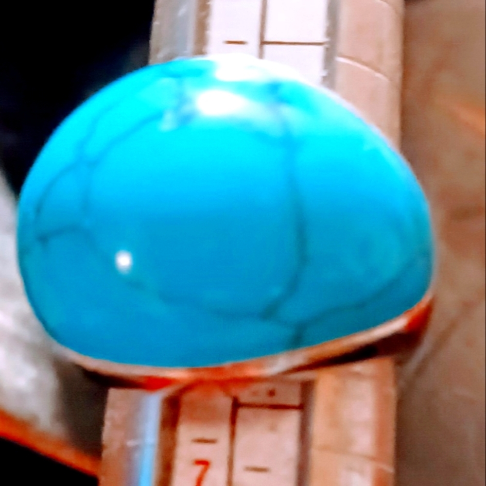 Vintage Big Turquoise Sterling Silver 925 size 6 Ring